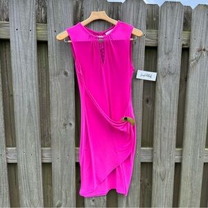 NWT Joseph Ribkoff Waist Buckle Dress in Magenta Pink